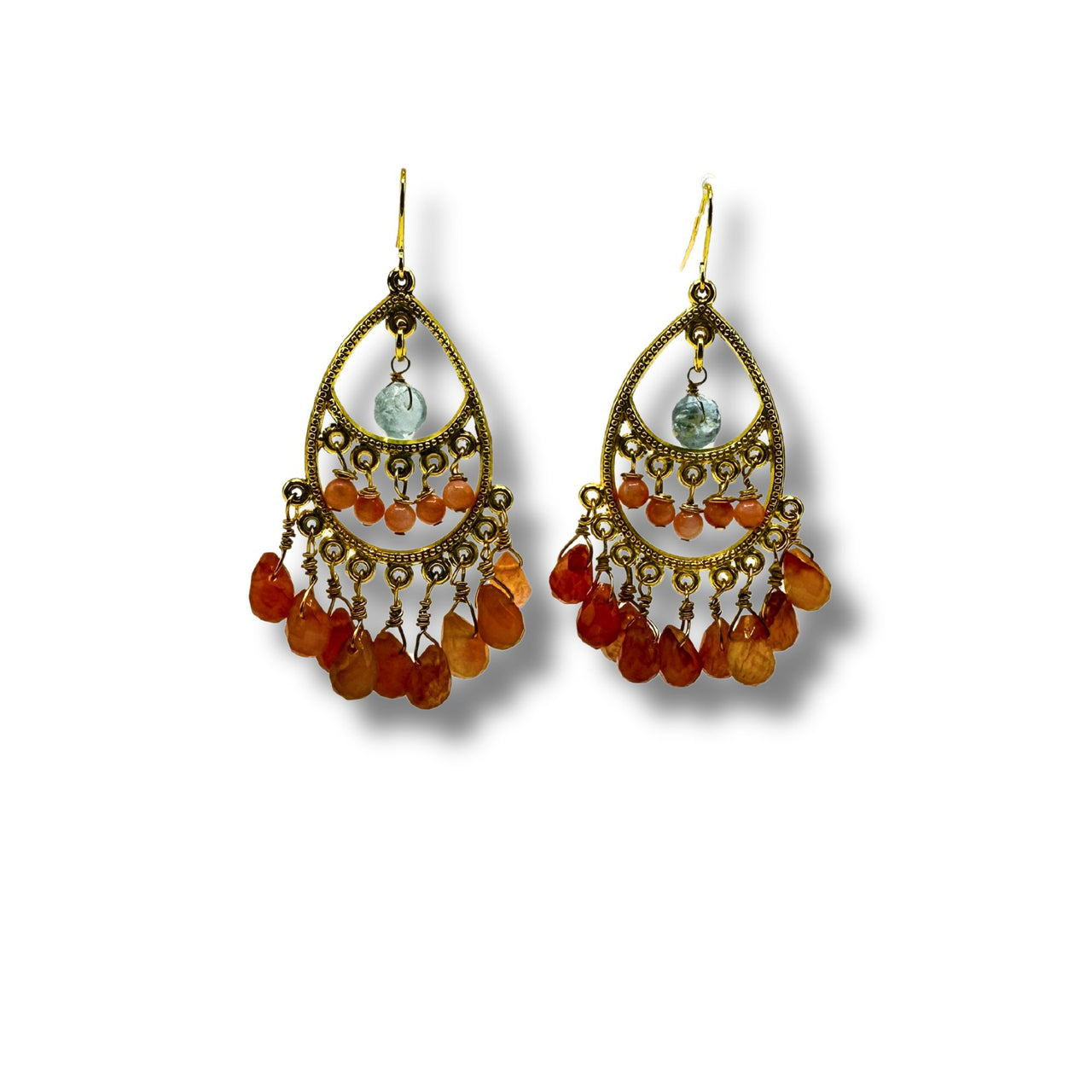 Faith Genuine Stone Bohemian Chandelier Earrings