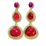 Ruby Bezel Set Dangle Earrings