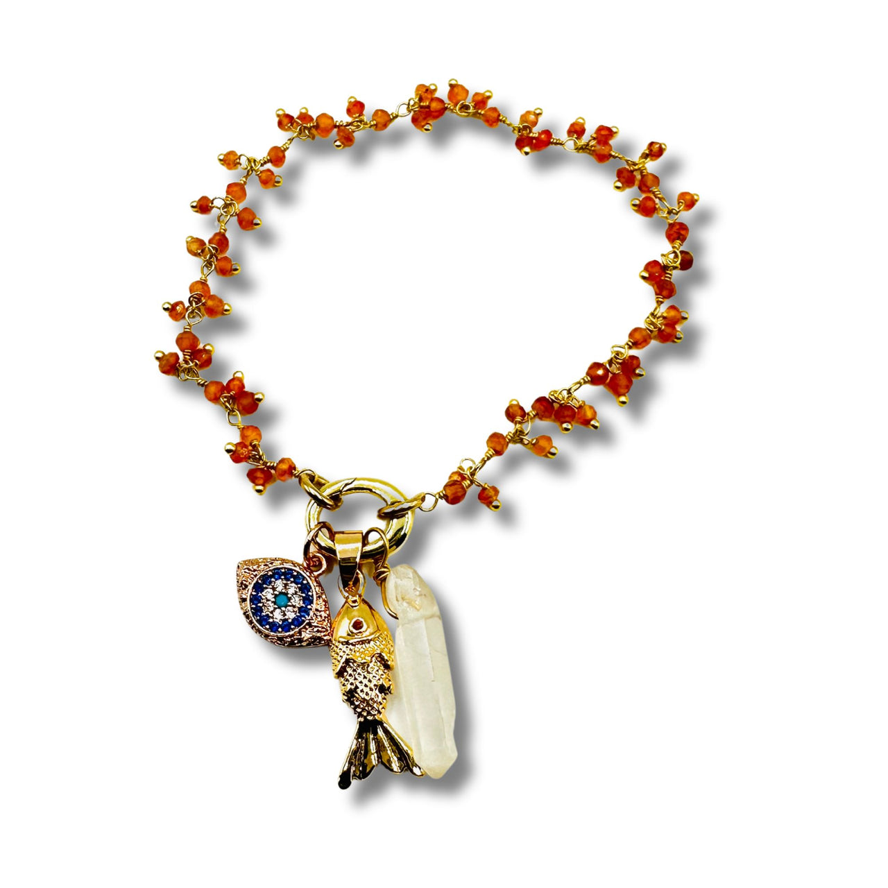 Carnelian, Evil Eye Power Removable Charm Bracelet