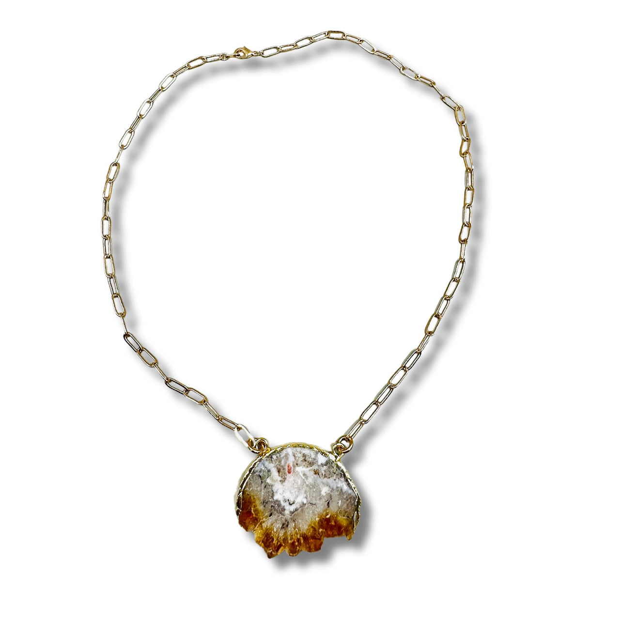 Citrine Slice Electroformed Necklace