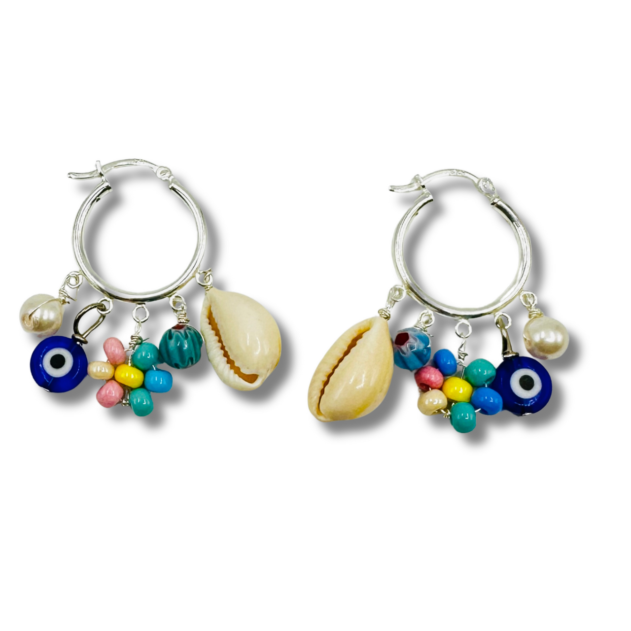 Sitting on the Beach Dangle Hoop Earrings