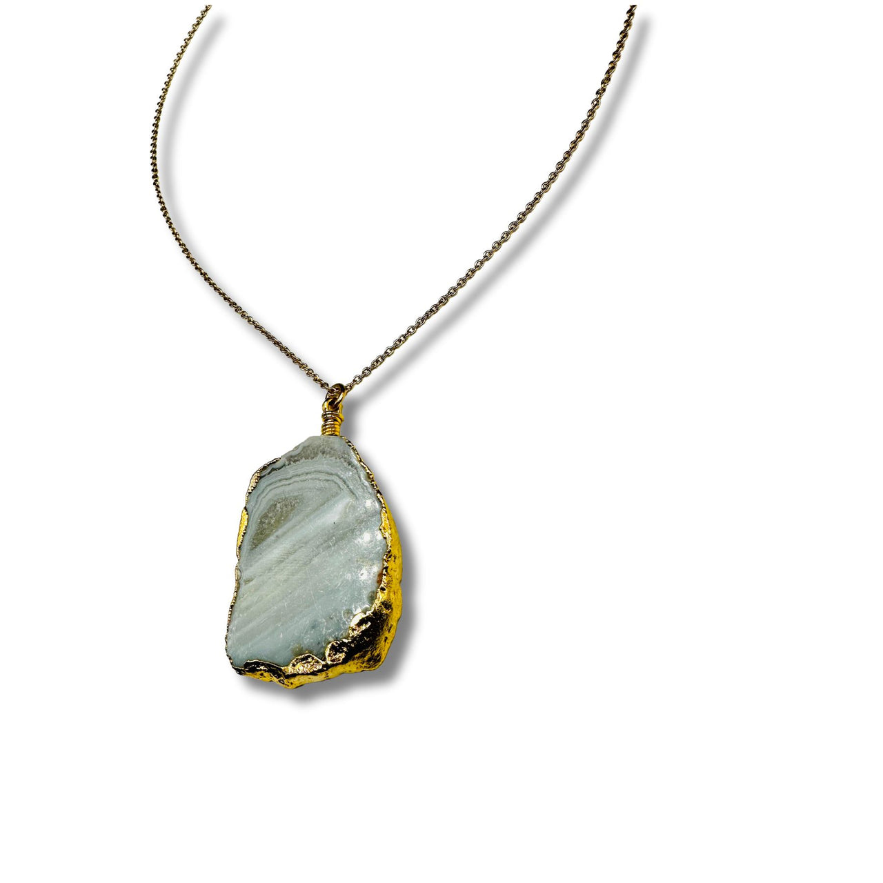 Electroformed Light Agate Stone Necklace