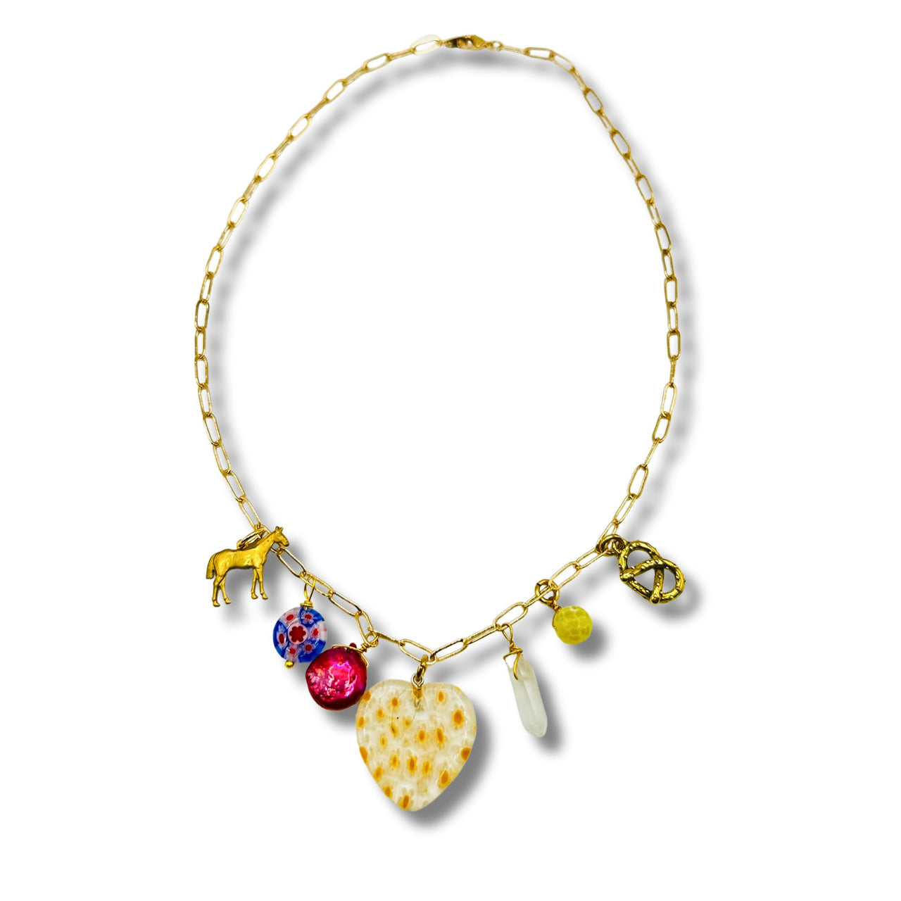 Millefiori Heart Charm Conversation Necklace