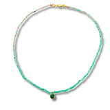 Dainty Chrysophase with Emerald Drop Necklace