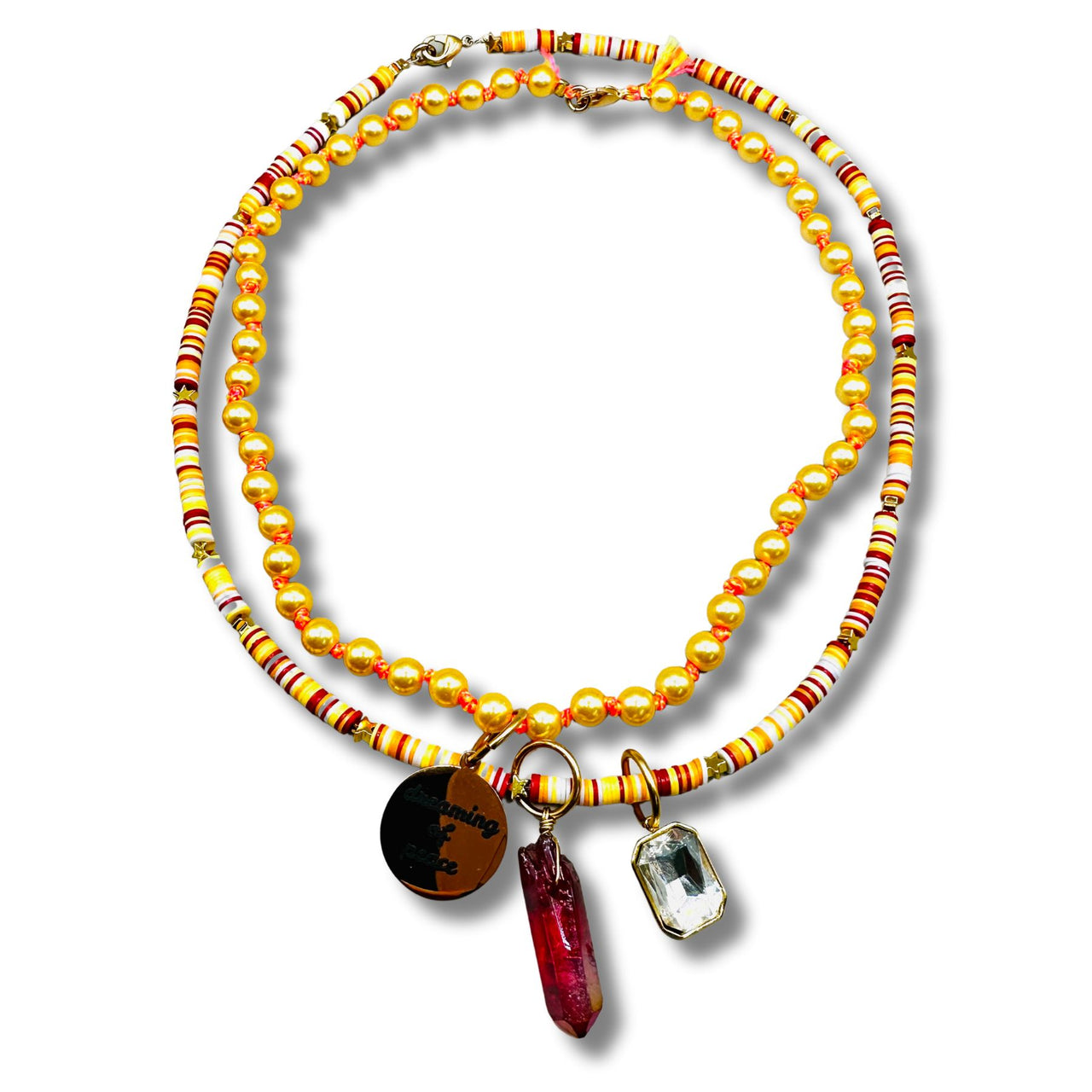 Reds, Oranges, Yellows Convertible Necklace and Bracelet Combination