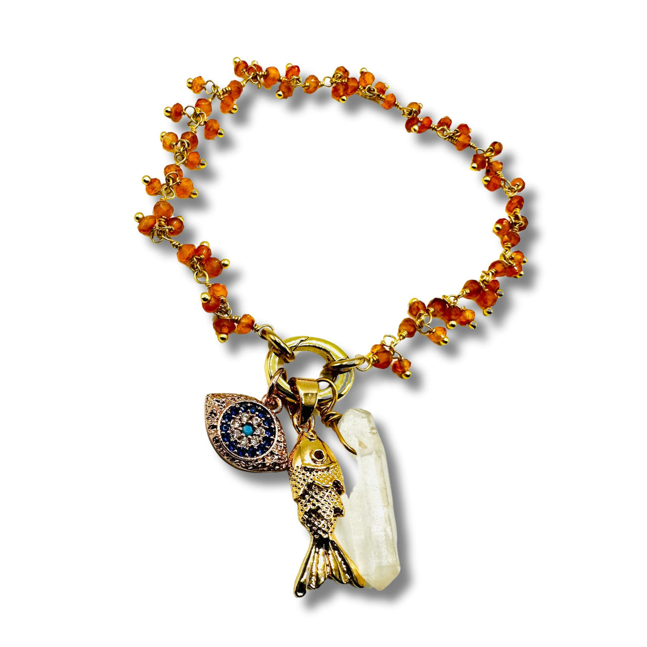 Carnelian, Evil Eye Power Removable Charm Bracelet