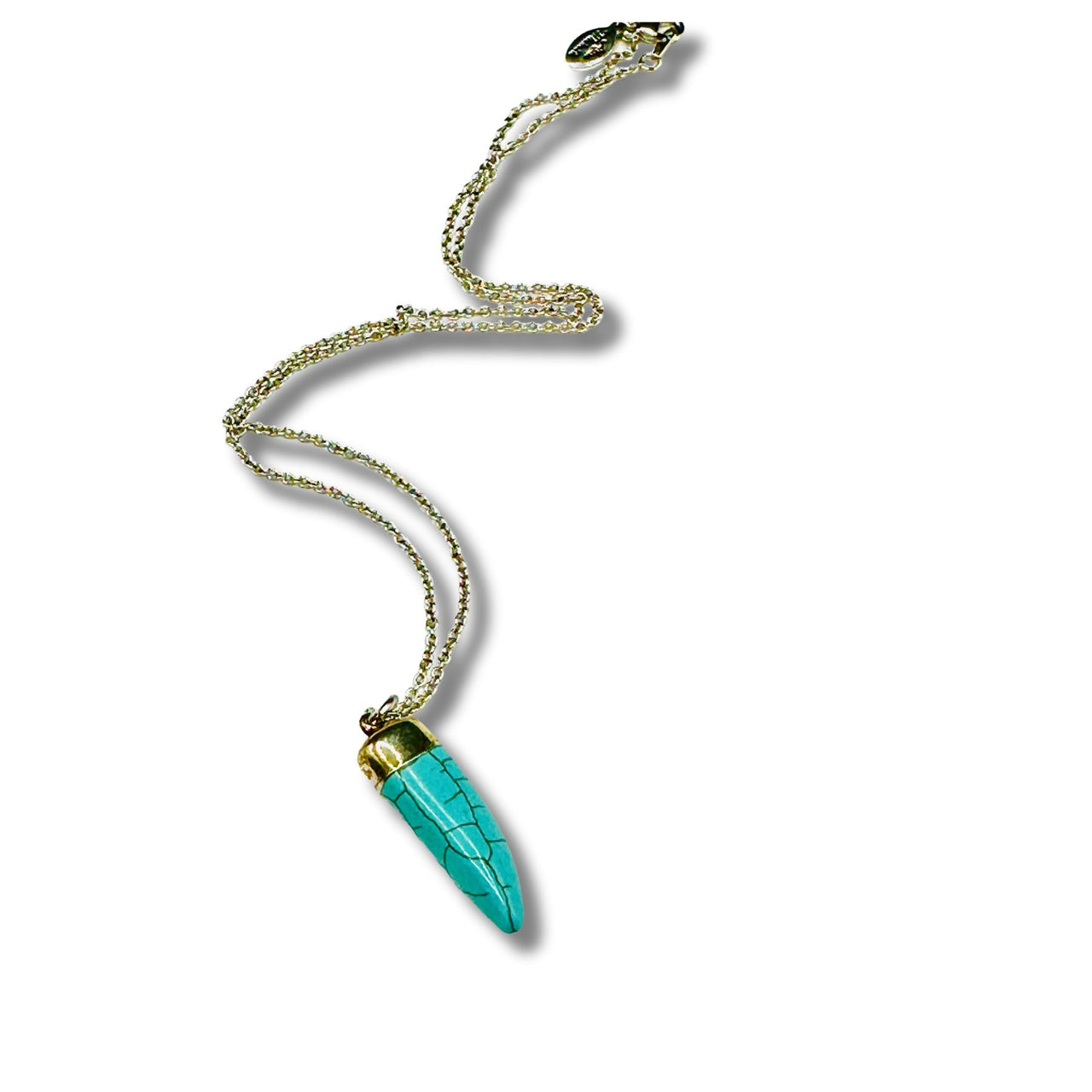 Turquoise Howlite Silver Horn Necklace