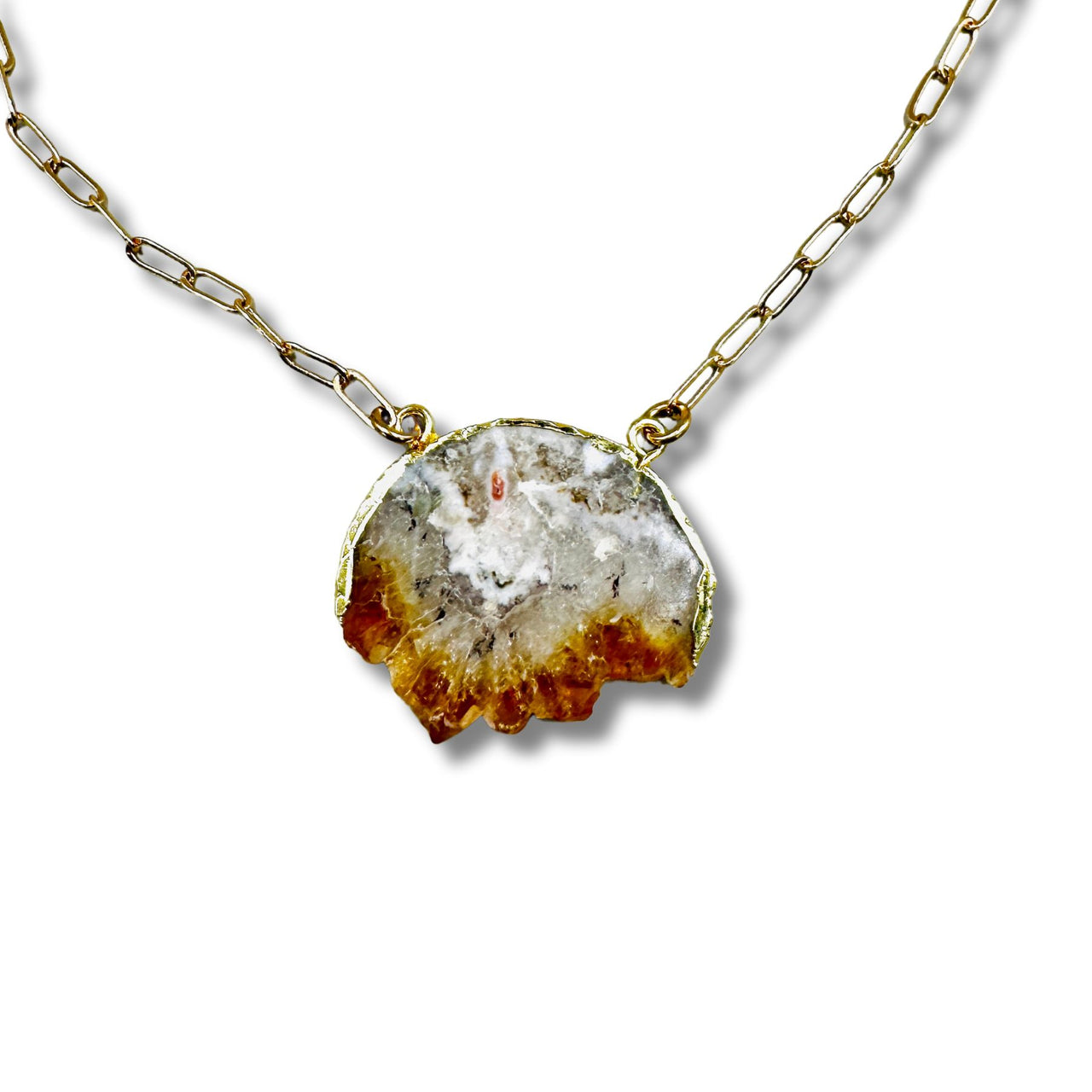 Citrine Slice Electroformed Necklace