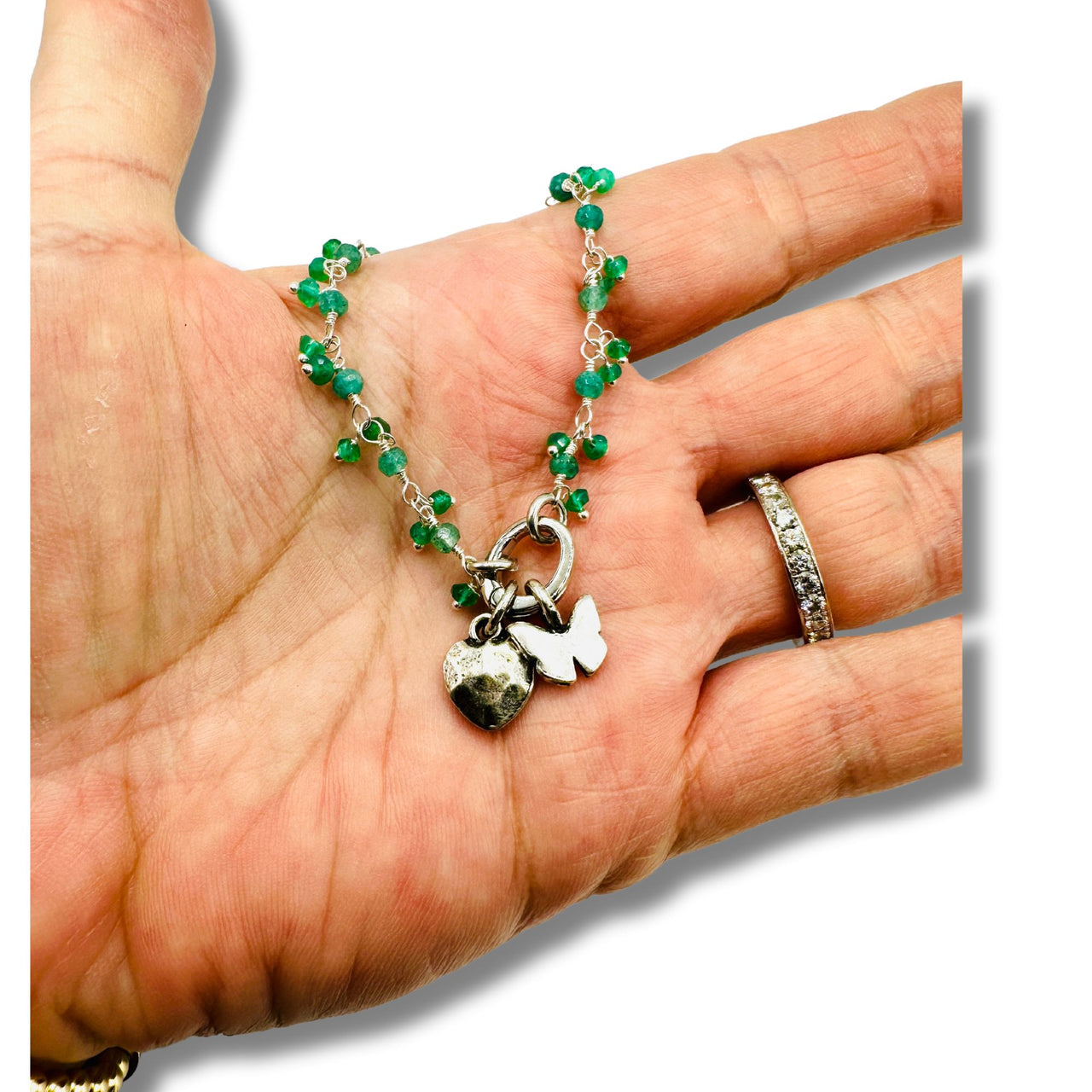 Green Onyx Change Your Heart Removable Charm Bracelet