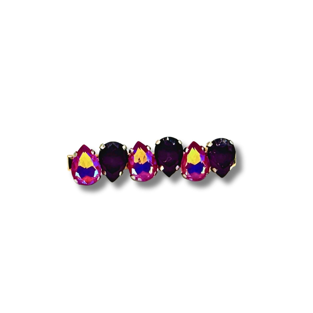 Handmade Pink AB and Purple Rhinestone Hair Clip