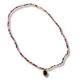 Dainty Tourmaline with Red Garnet Drop Necklace