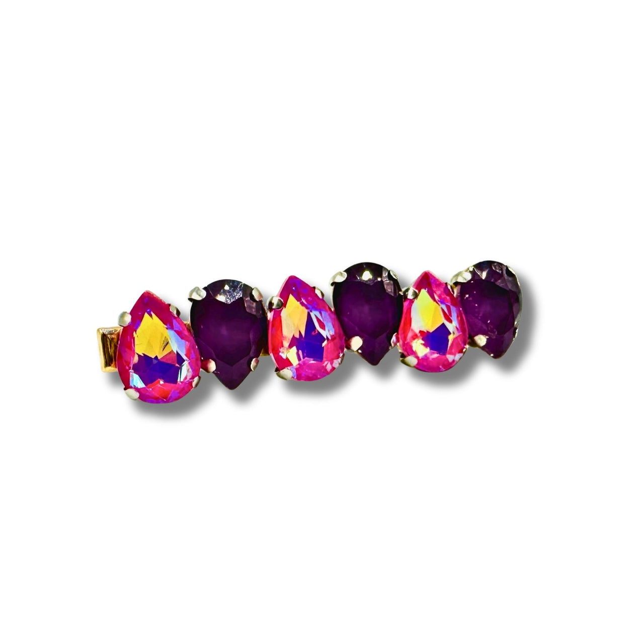 Handmade Pink AB and Purple Rhinestone Hair Clip