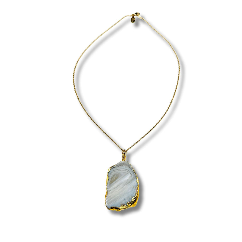 Electroformed Light Agate Stone Necklace