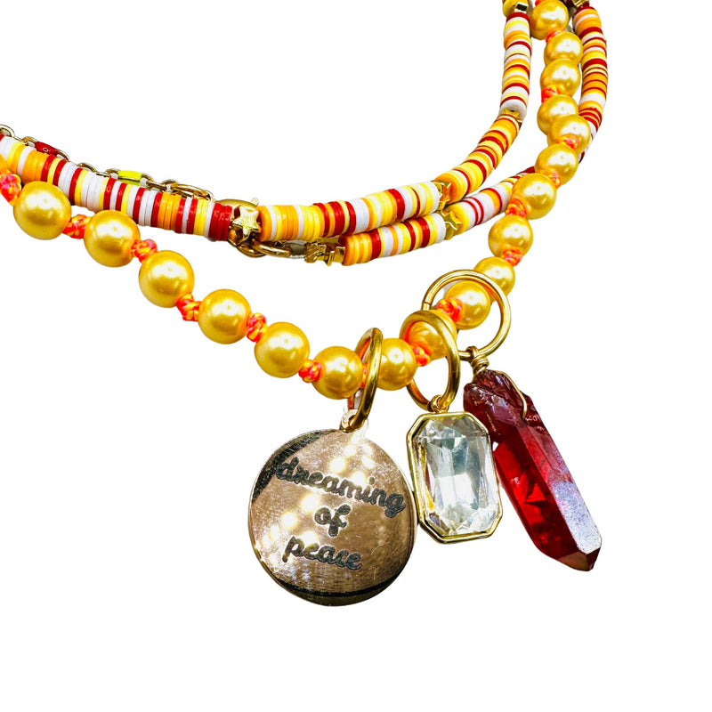 Reds, Oranges, Yellows Convertible Necklace and Bracelet Combination