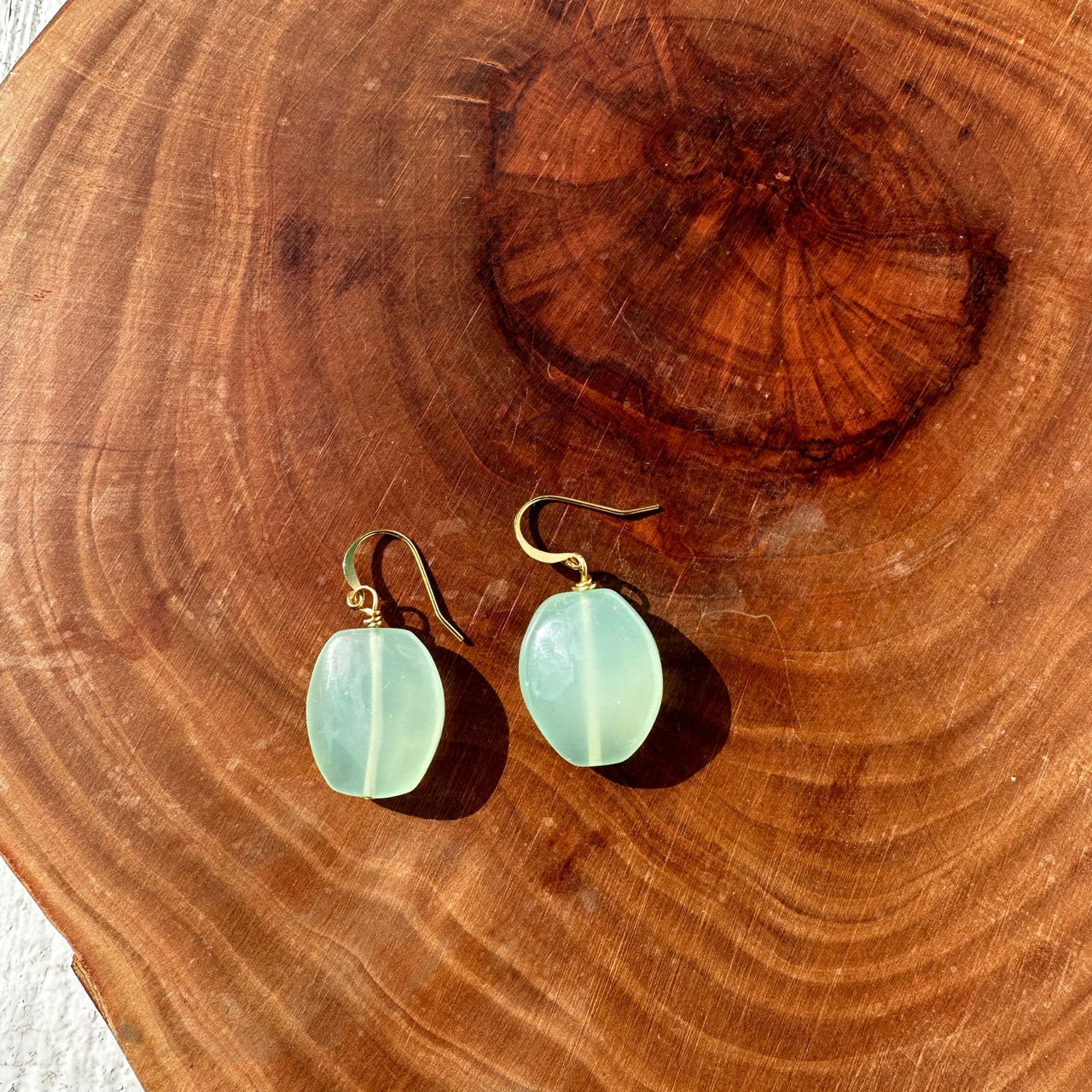 Sea Foam Green Chalcedony Drop Earrings