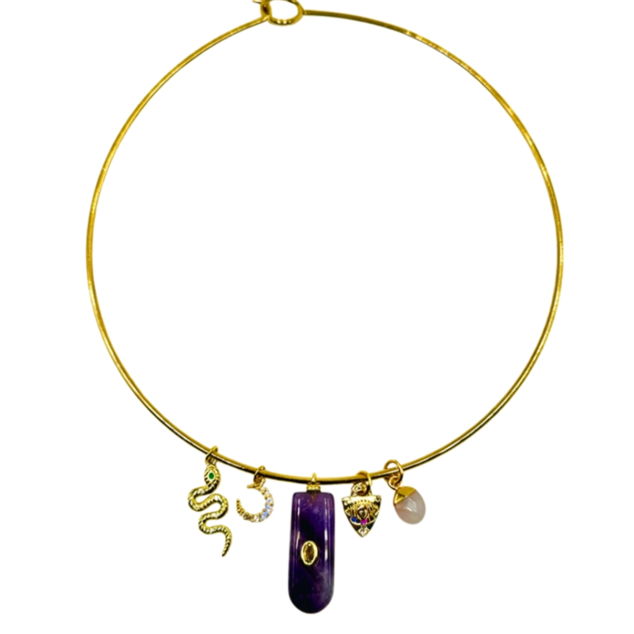 Mystic Charm Collar Necklace | 16" Gold Statement Necklace