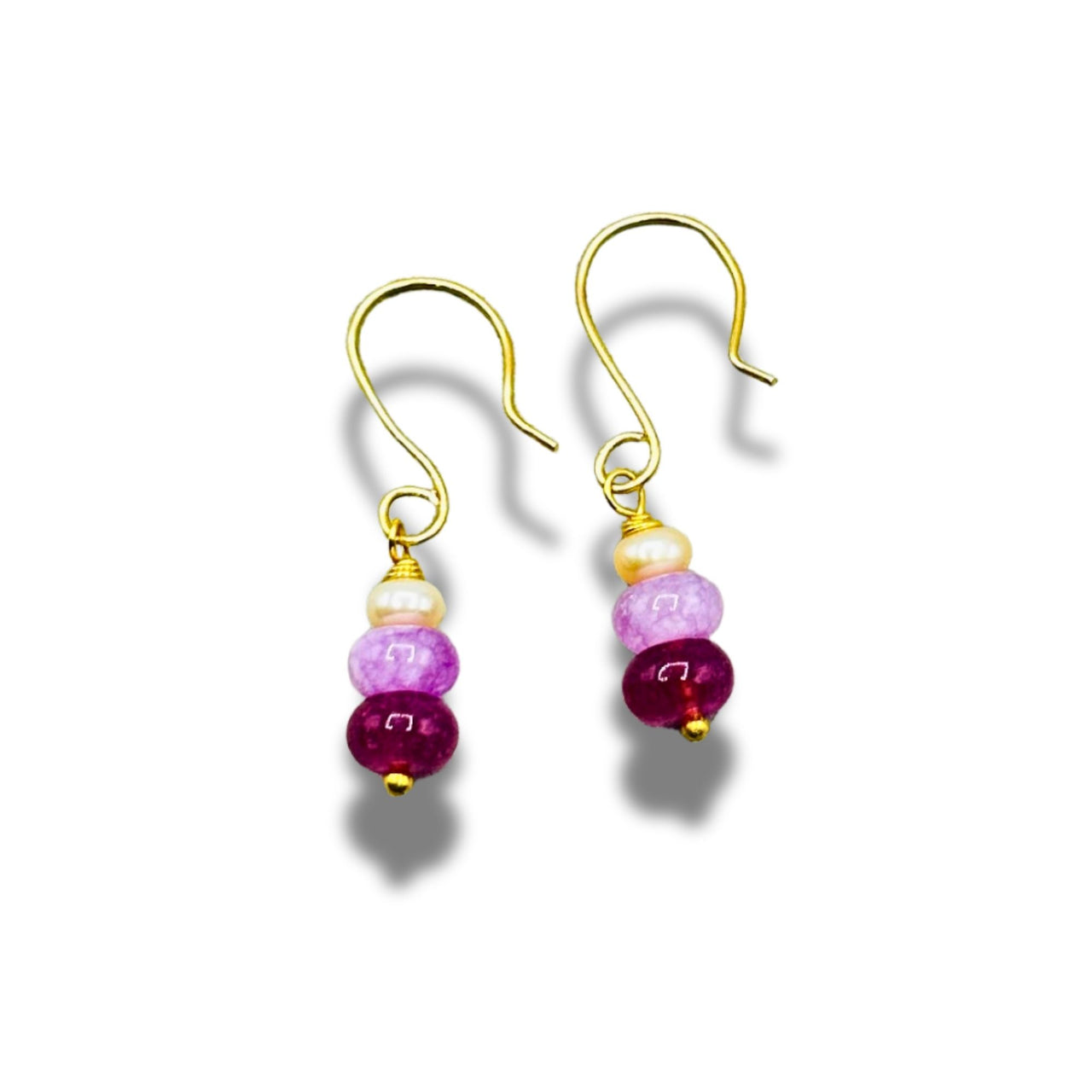 Red and Pink Whispering Gemstones Dangle Earrings