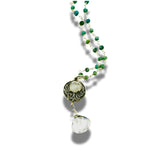 Silver Moonstone Silver charm Necklace with Emerald Stones