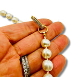 Genuine White Freshwater Pearl Beaded Hand Knotted Charm Holder Statement Necklace