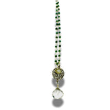 Silver Moonstone Silver charm Necklace with Emerald Stones