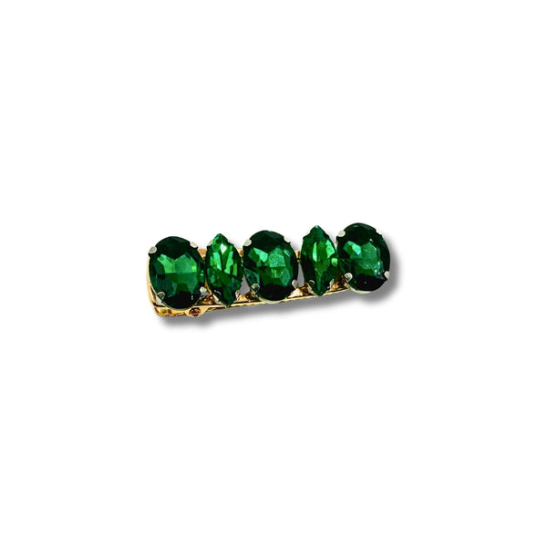 Handmade Multi Shaped Emerald Rhinestone Hair Clip