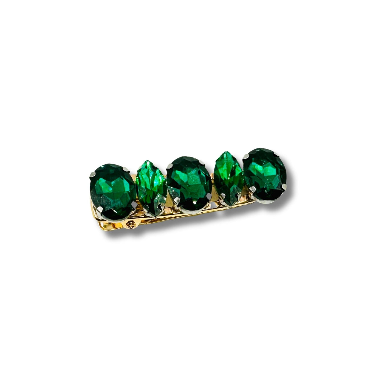 Handmade Multi Shaped Emerald Rhinestone Hair Clip