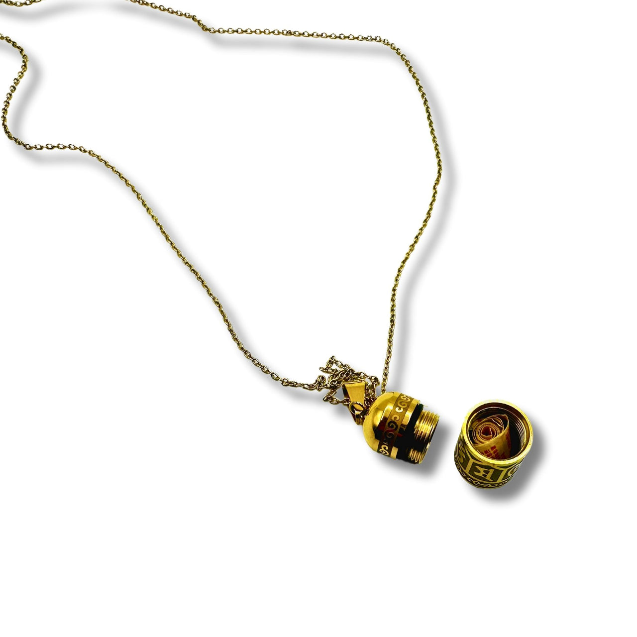 Brass Tibetan Wish, Prayer Capsule Necklace