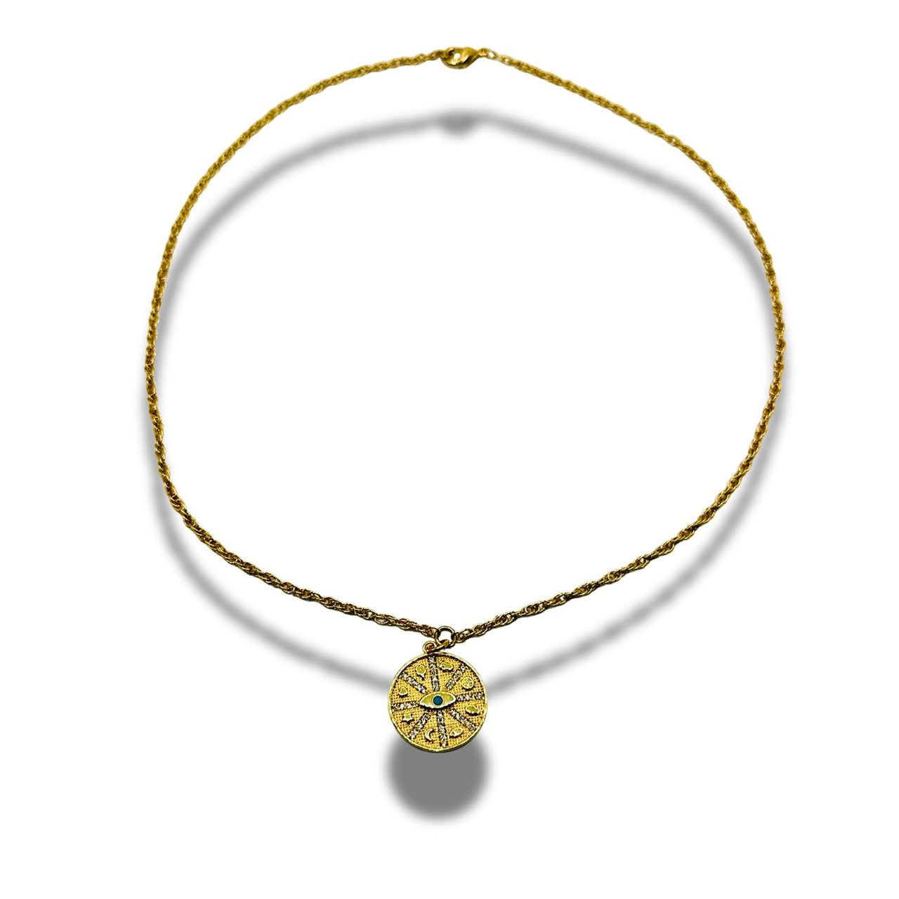 All Symbols Turquoise Evil Eye Pendant Necklace