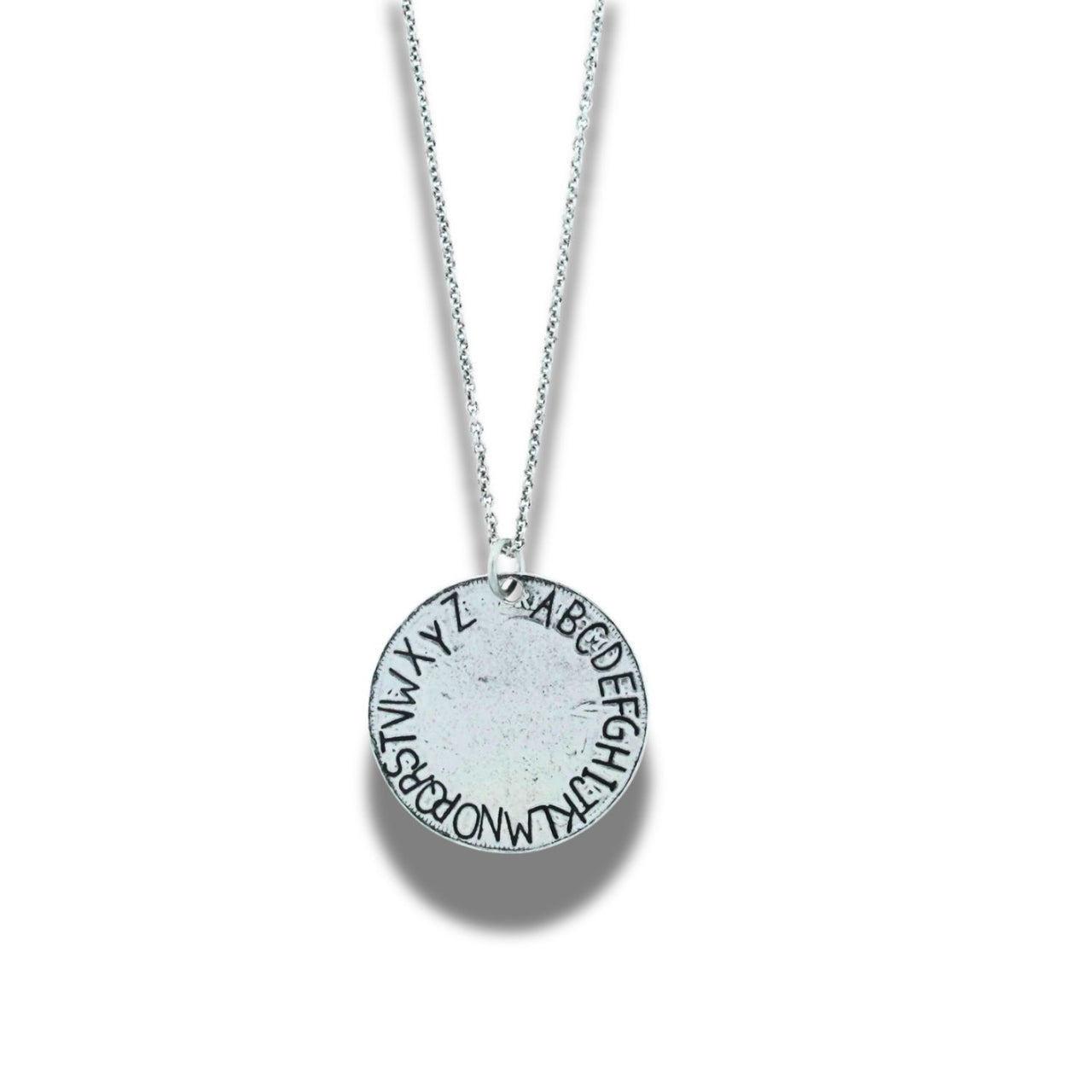 Missing You Alphabet Stamped Coin Necklace
