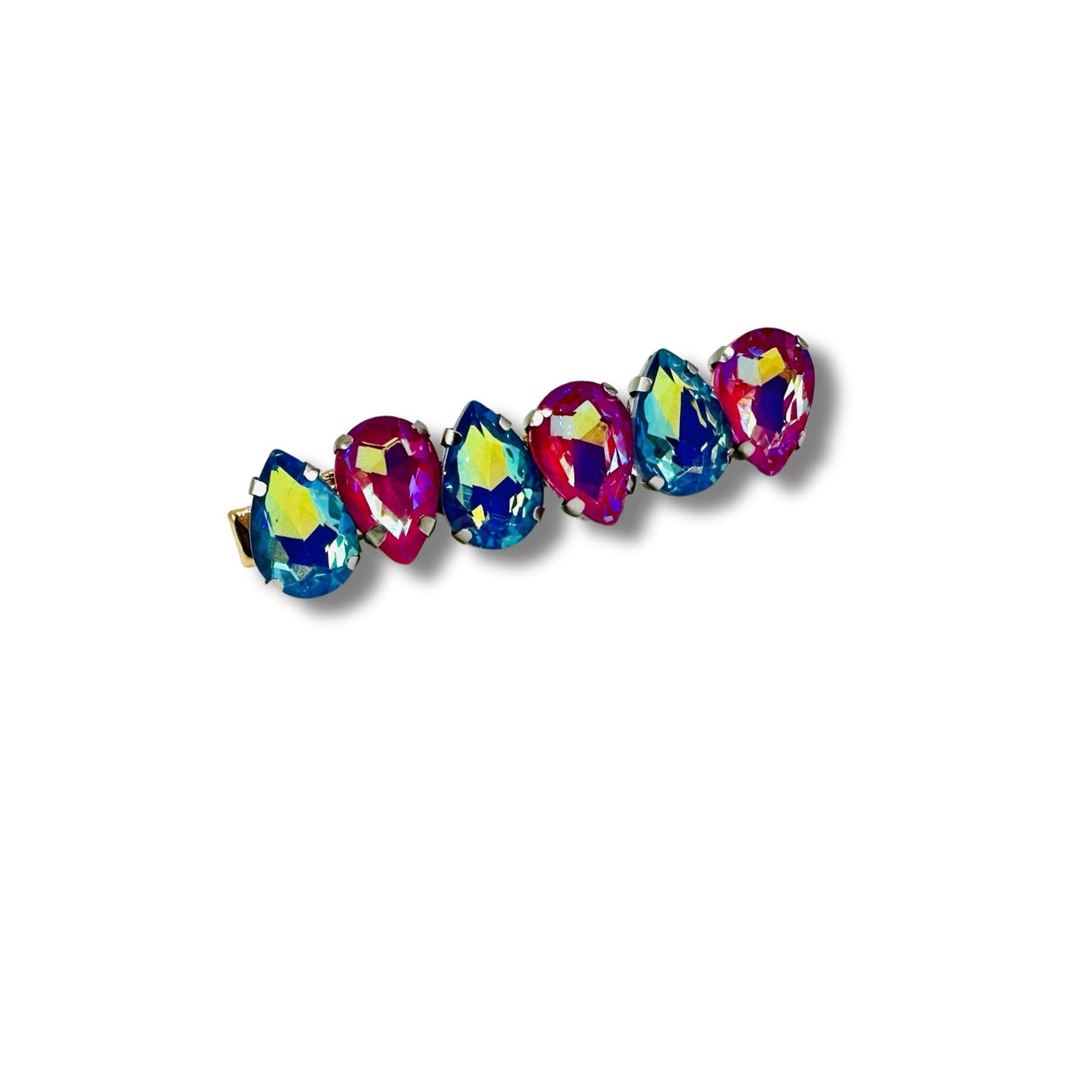 Handmade Fuchsia and Light Blue AB Rhinestone Hair Clip