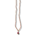 Dainty Moonstone with Ruby Drop Necklace