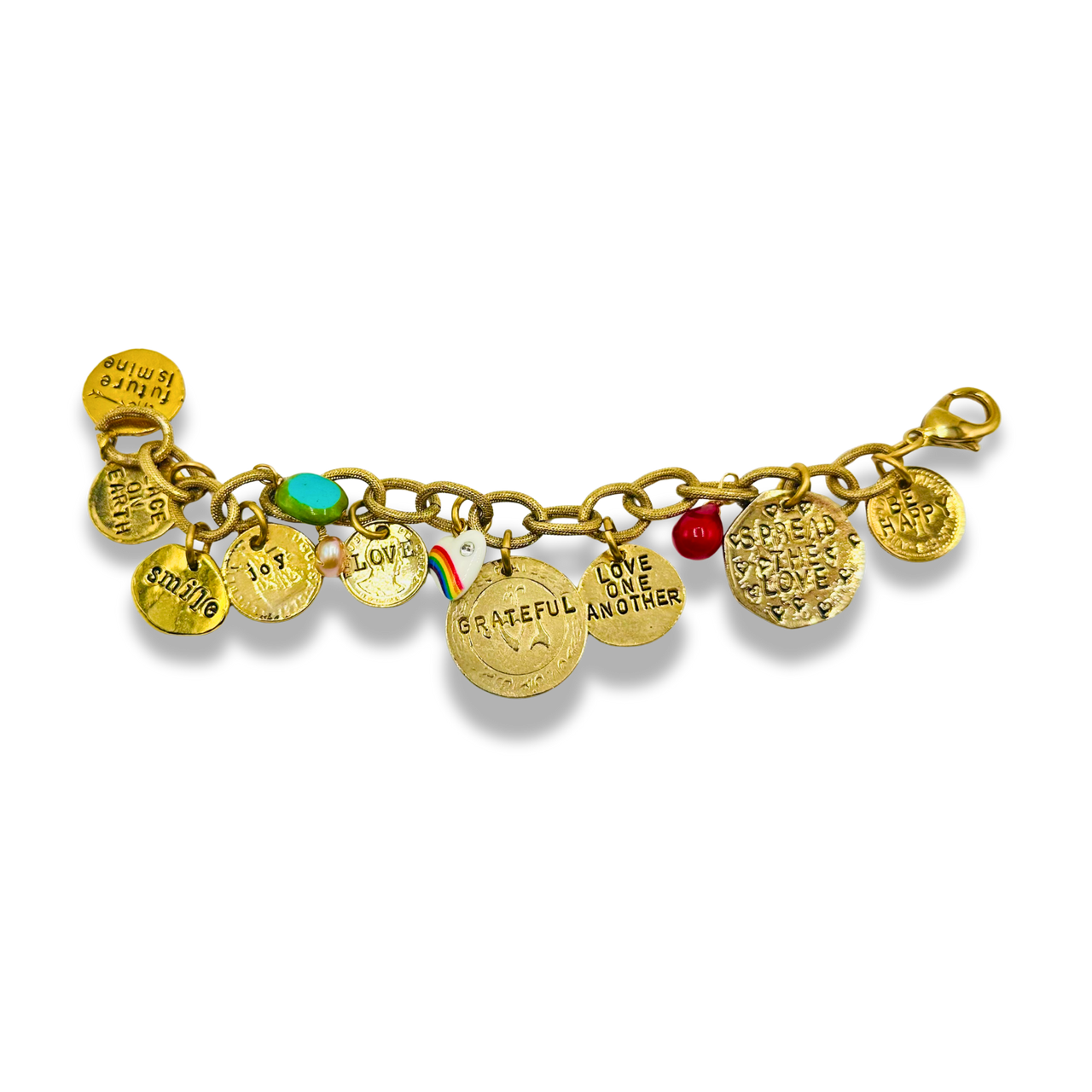 Love & Gratitude Handmade Gold-Plated Charm Bracelet