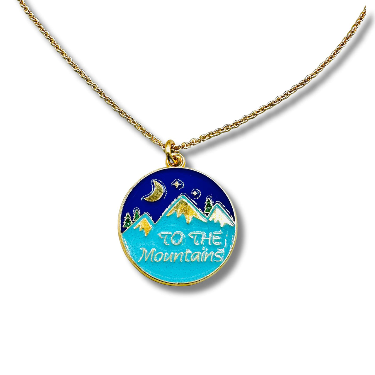 To the Mountains Enamel Pendant Necklace