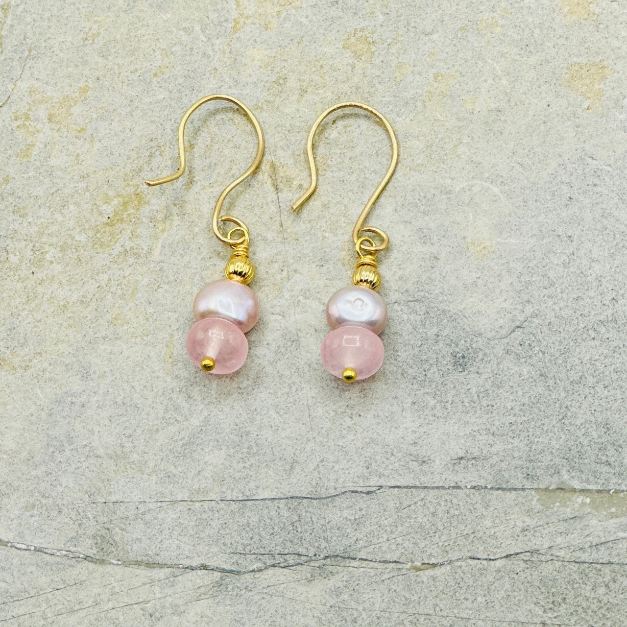 Pink Mystic Gemstone Dangle Drop Earrings