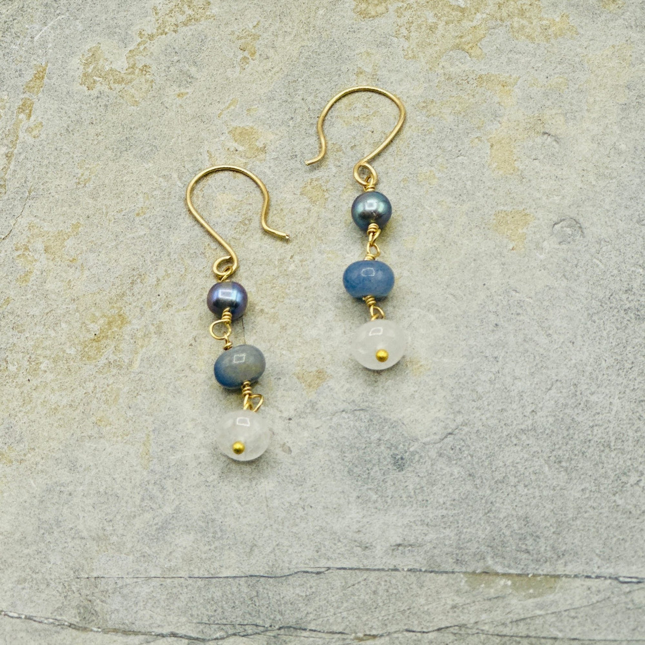 Blue Radiant Reflection Drop Earrings