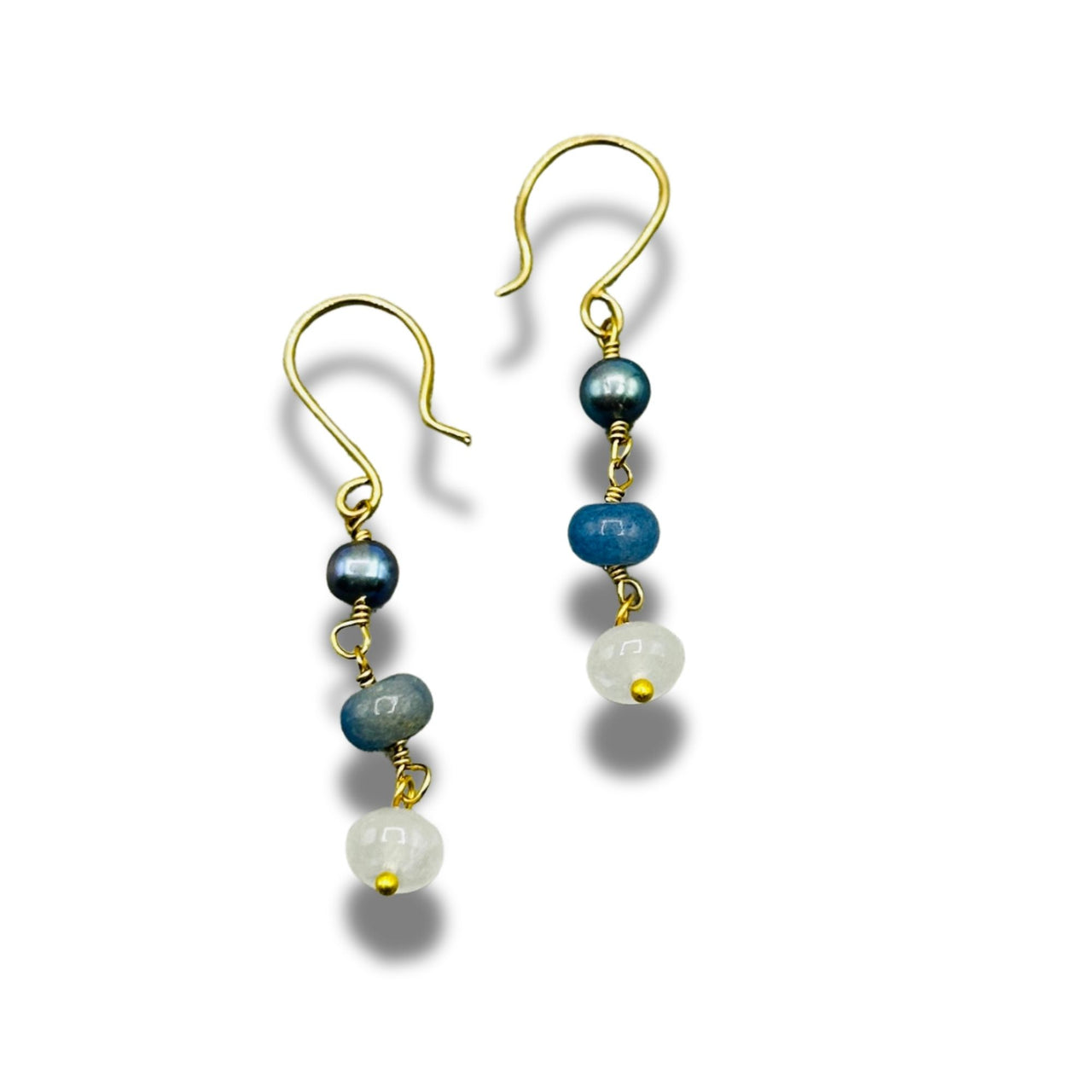 Blue Radiant Reflection Drop Earrings