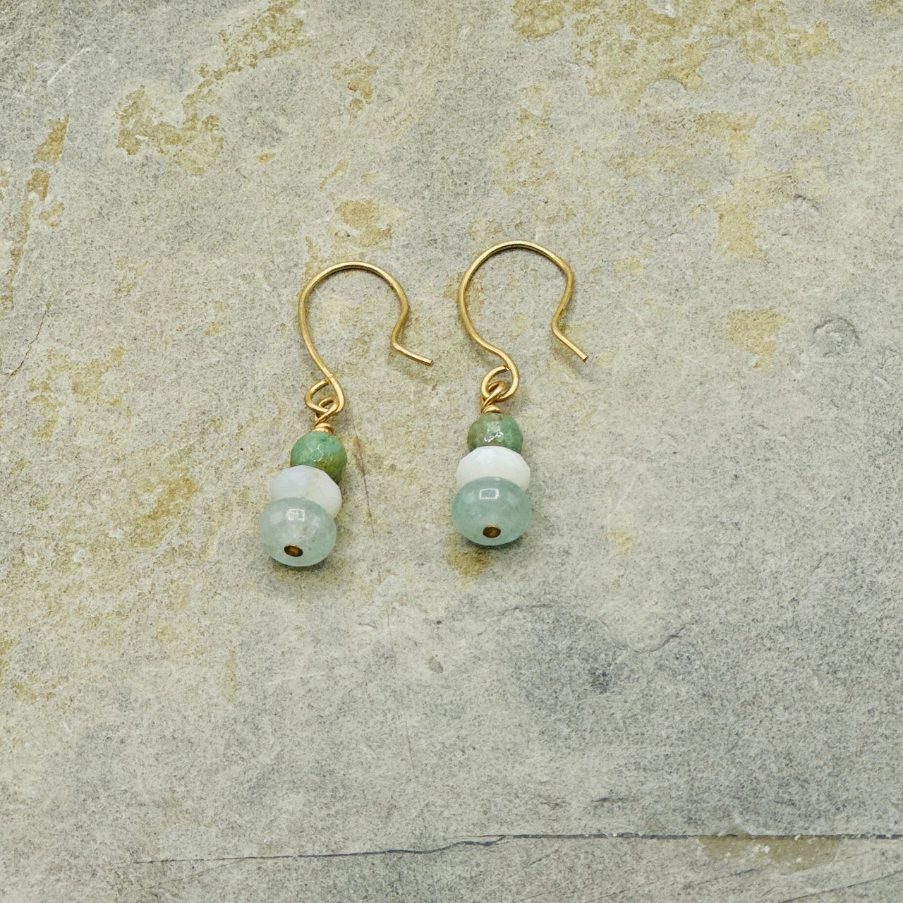 Green Elegant Aura Drop Earrings