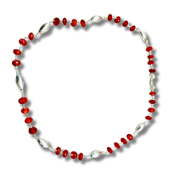 Carnelian and Silver Beaded Layering Necklace