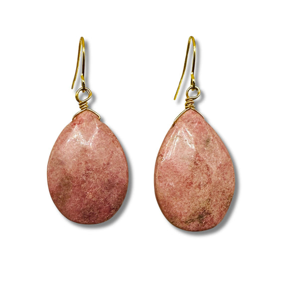 Versatile Pink Rhodonite Drop Earrings