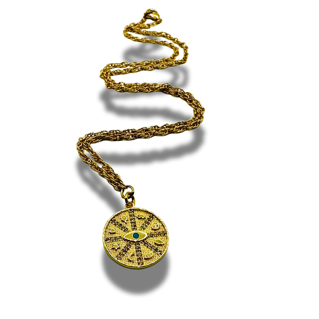 All Symbols Turquoise Evil Eye Pendant Necklace