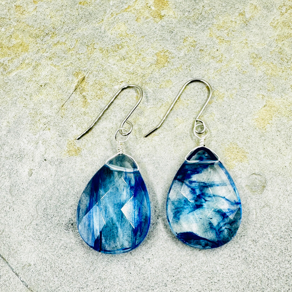 Blue Quartz Briolette Drop Earrings