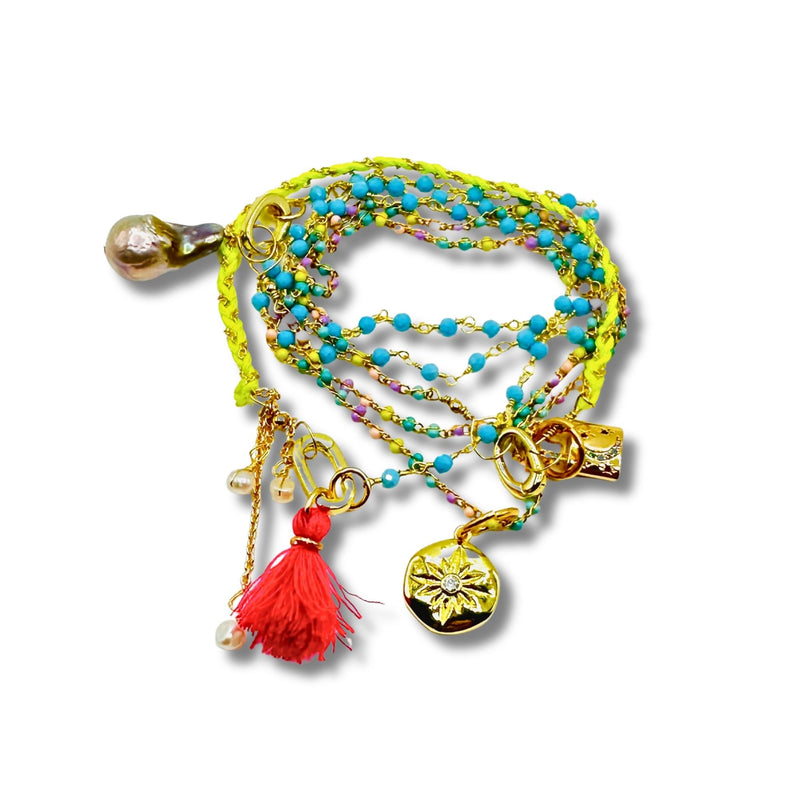 Spectrum Sparkle Turquoise Resort Chain Convertible Necklace, Bracelet, Layering Piece