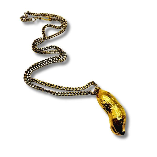 Original Gold Electroformed REAL Peanut Pendant Necklace