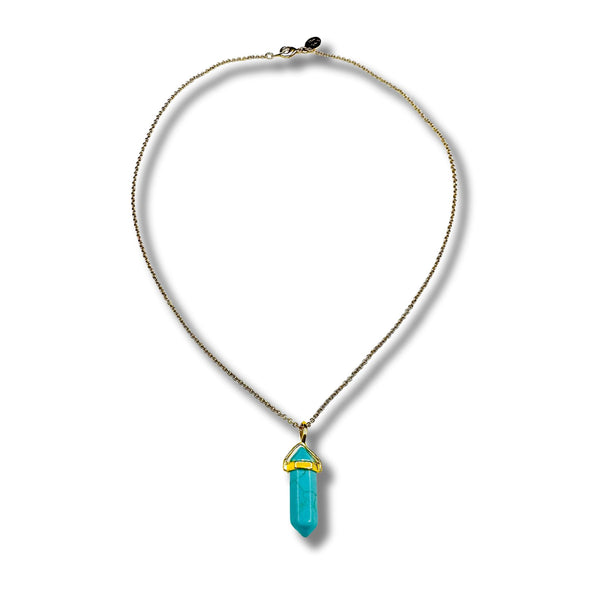 Turquoise Howlite Crystal Point Stone Necklace