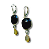 Black Onyx and Mother of Pearl Dangle Drop Earrings