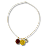 Vintage Yellow Flower Necklace with Dragonfly and Carnelian