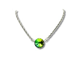 Color Shifting Rainbow Rhinestone Silver Statement Necklace