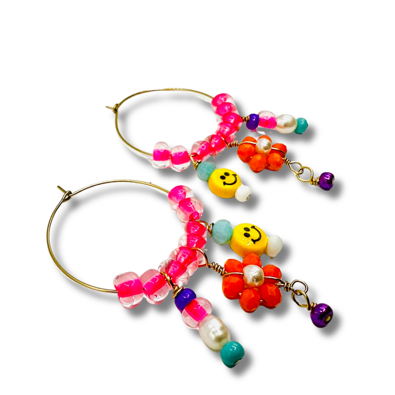 Sunshine Days Flower Power Drop Hoop Earrings