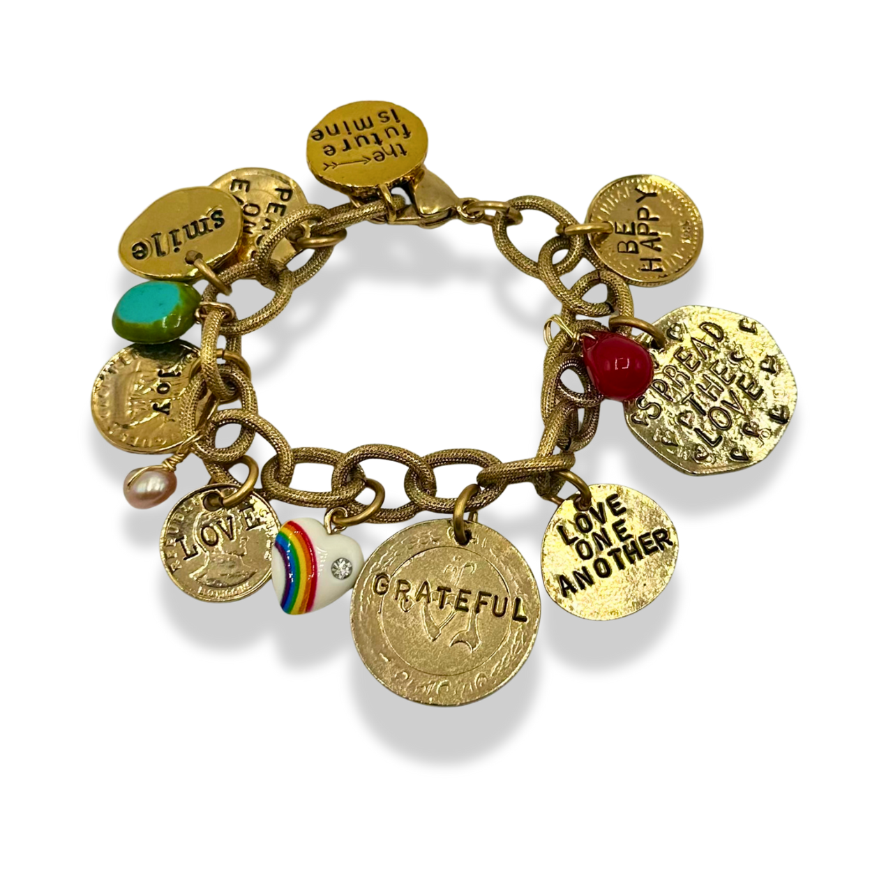 Love & Gratitude Handmade Gold-Plated Charm Bracelet