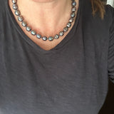 Genuine  Black Pearls Beaded Hand Knotted Statement Necklace